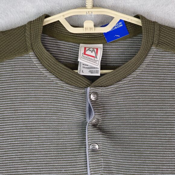 Avalanche Jago Henley Shirt Mens L Dark Olive Green Thermal Waffle Knit Outdoors - Picture 3 of 13